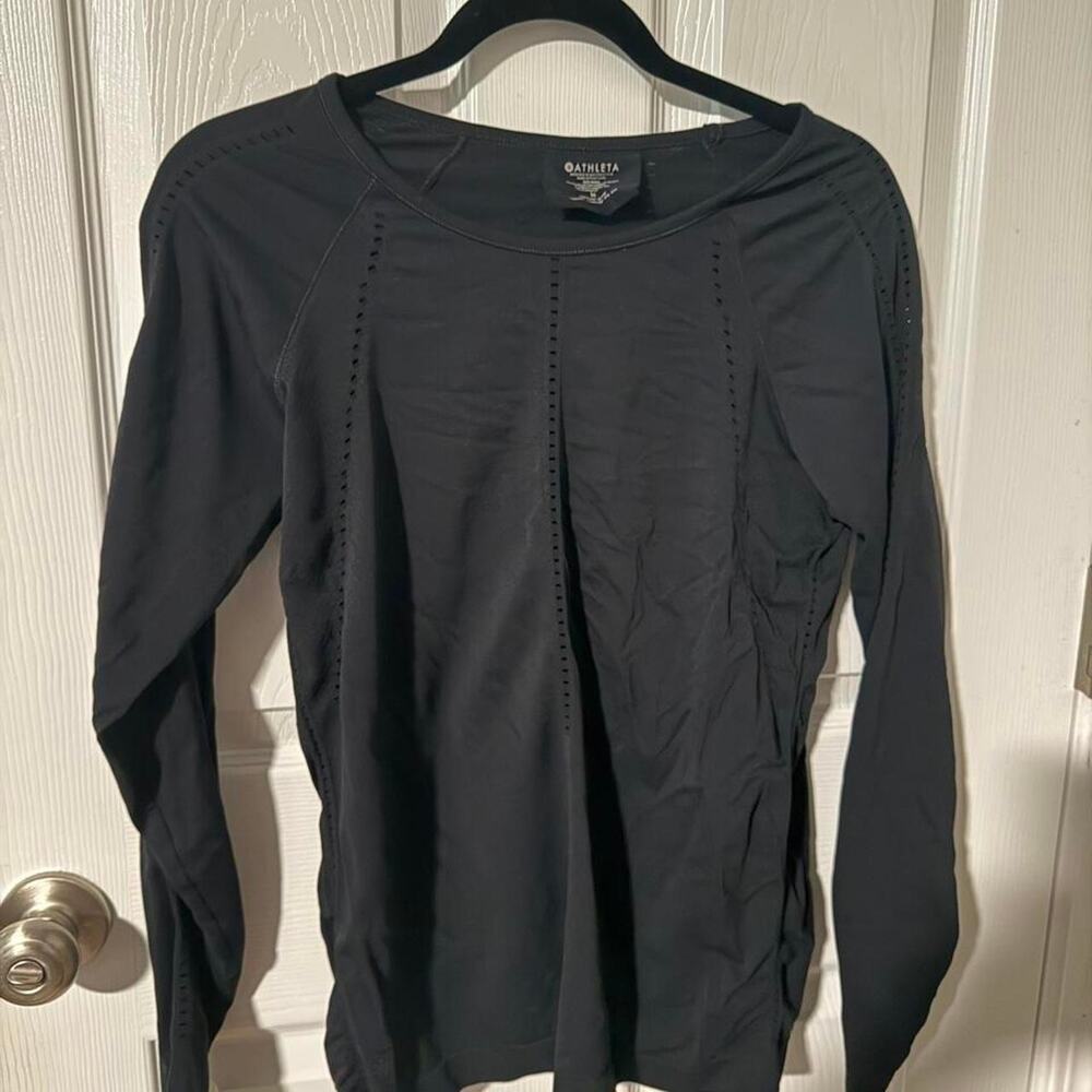 Athelta Black Long Sleeve Foothills Seamless Shirt Size Medium